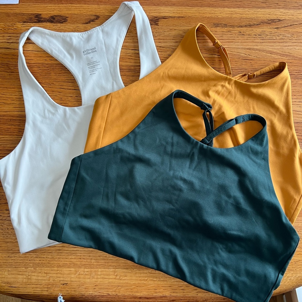 Girlfriend Collective bundle of 3- White, Mustard, and Green